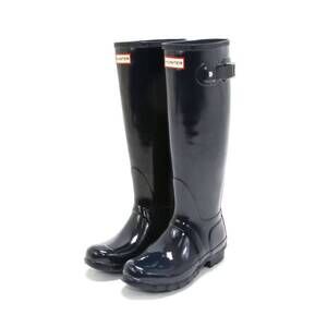 NEW HUNTER women's original tall gloss rain boot in navy